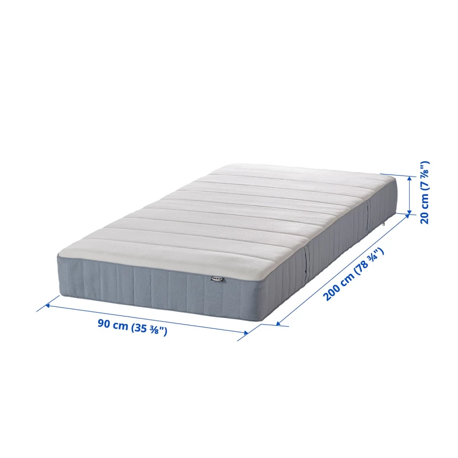Матрас для односпальной кровати - VESTERÖY IKEA/ ВЕСТЕРОЙ ИКЕА, 90х200 см, белый (изображение №7)