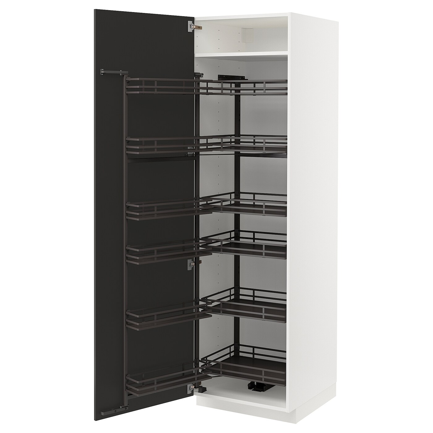 Высокий шкаф с выдвижной кладовой - IKEA METOD/МЕТОД ИКЕА, 60х60х200 см, белый/черный