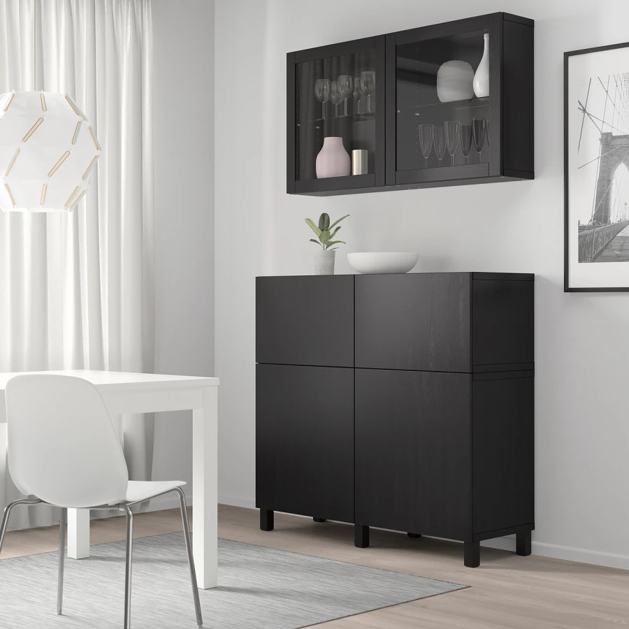 Комбинация для хранения - IKEA BESTÅ/BESTA /БЕСТА/БЕСТО ИКЕА, 120x42x213 см, черный, (изображение №7)