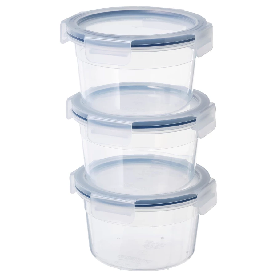 Набор контейнеров для продуктов с крышкой, 3 шт. - IKEA 365+, 0.75 л, пластик, ИКЕА 365+ (изображение №1)