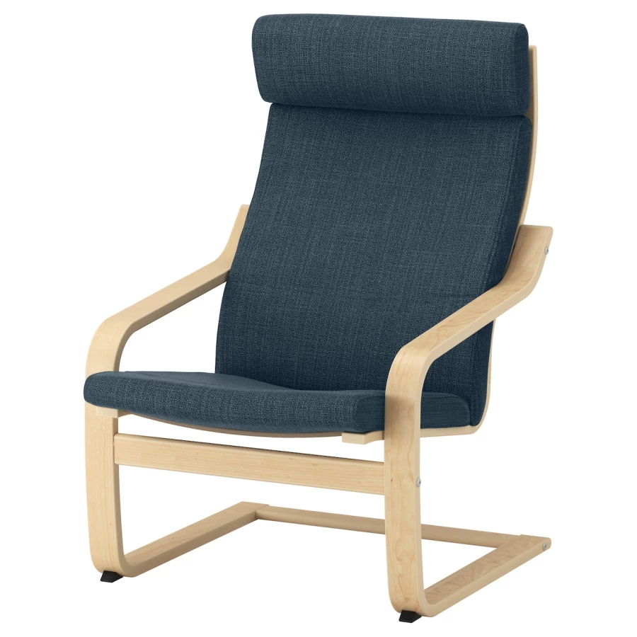 Кресло-качалка и табурет для ног - IKEA POÄNG/POANG/ПОЭНГ ИКЕА, 68х82х100 см, синий (изображение №2)