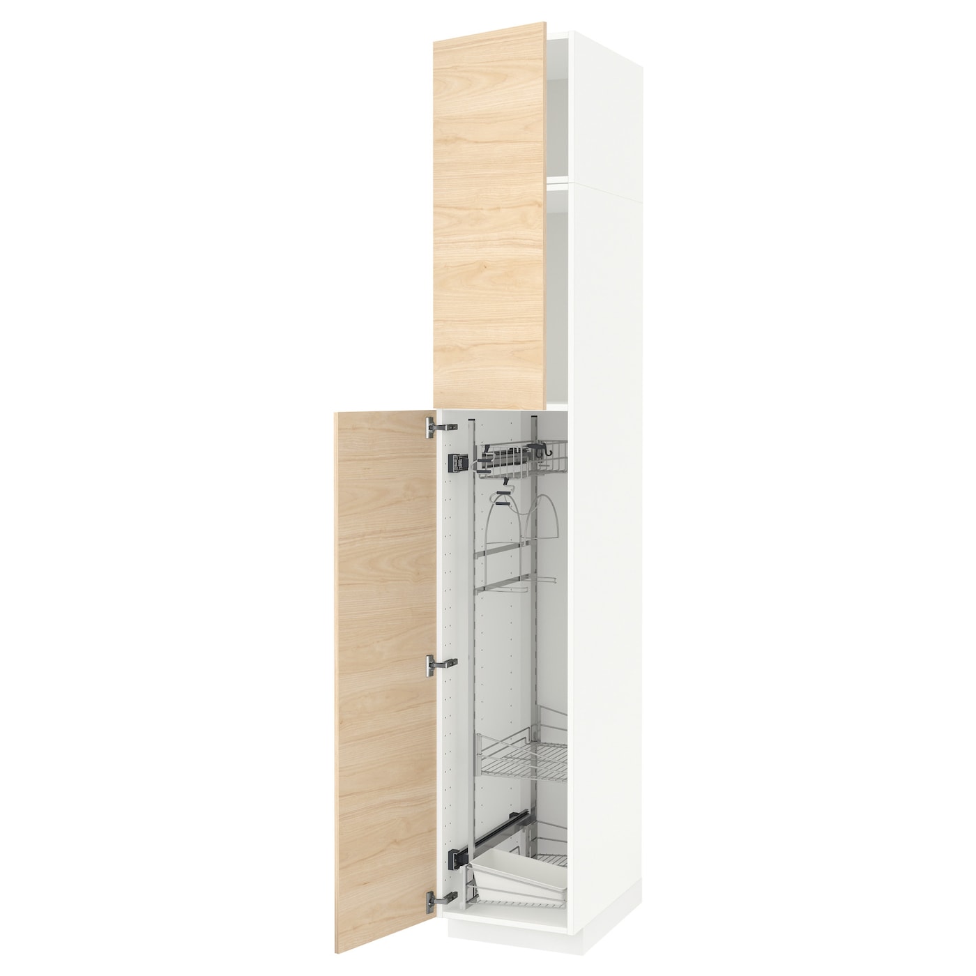 Высокий шкаф/бытовой - IKEA METOD/МЕТОД ИКЕА, 240х60х40 см, белый/под беленый дуб
