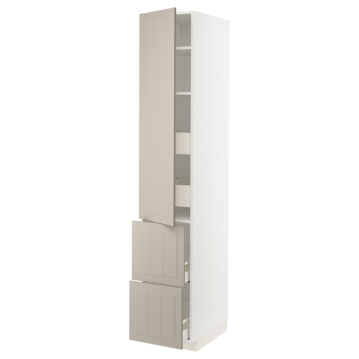 Высокий шкаф - IKEA METOD/MAXIMERA/МЕТОД/МАКСИМЕРА ИКЕА, 220х60х40 см, белый/темно-бежевый