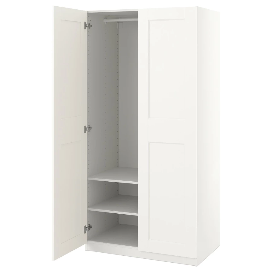 Гардероб - IKEA PAX/GRIMO/ ПАКС/ГРИМО ИКЕА, 100x60x201 см, белый (изображение №1)