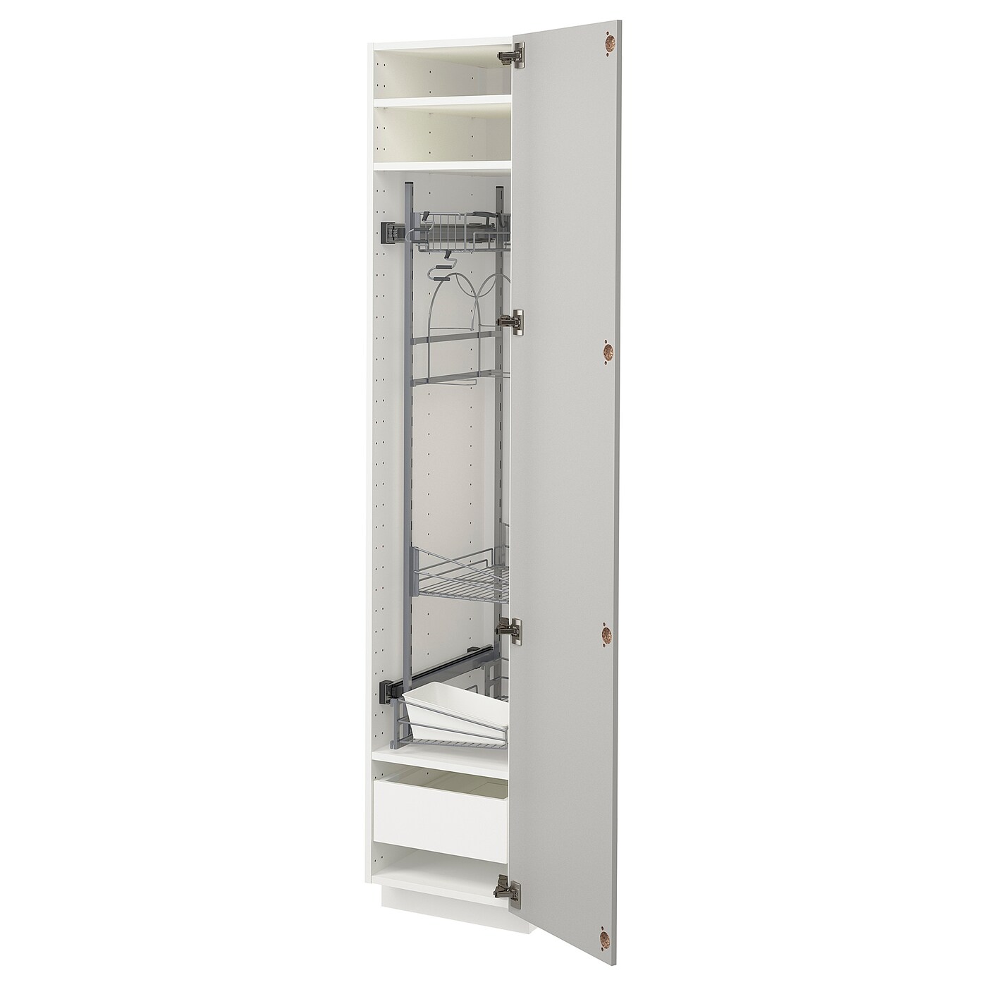 Высокий шкаф/бытовой - IKEA METOD/MAXIMERA/МЕТОД/МАКСИМЕРА ИКЕА, 200х60х40 см, белый/светло-серый глянцевый