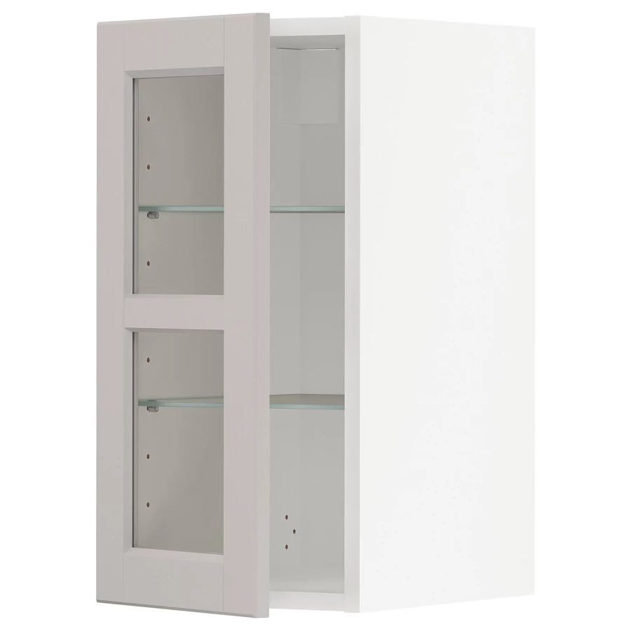 Шкаф со стеклянными дверцами  - METOD  IKEA/  МЕТОД ИКЕА, 30х60 см, белый/светло-серый (изображение №1)