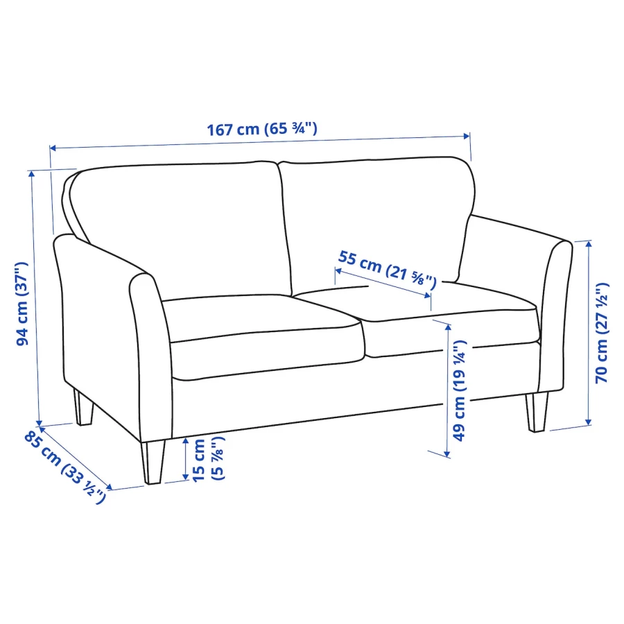 Диван 2-местный - IKEA EKHOLMA/ИКХОЛМА  ИКЕА, 167x85см, светло-бежевый (изображение №6)