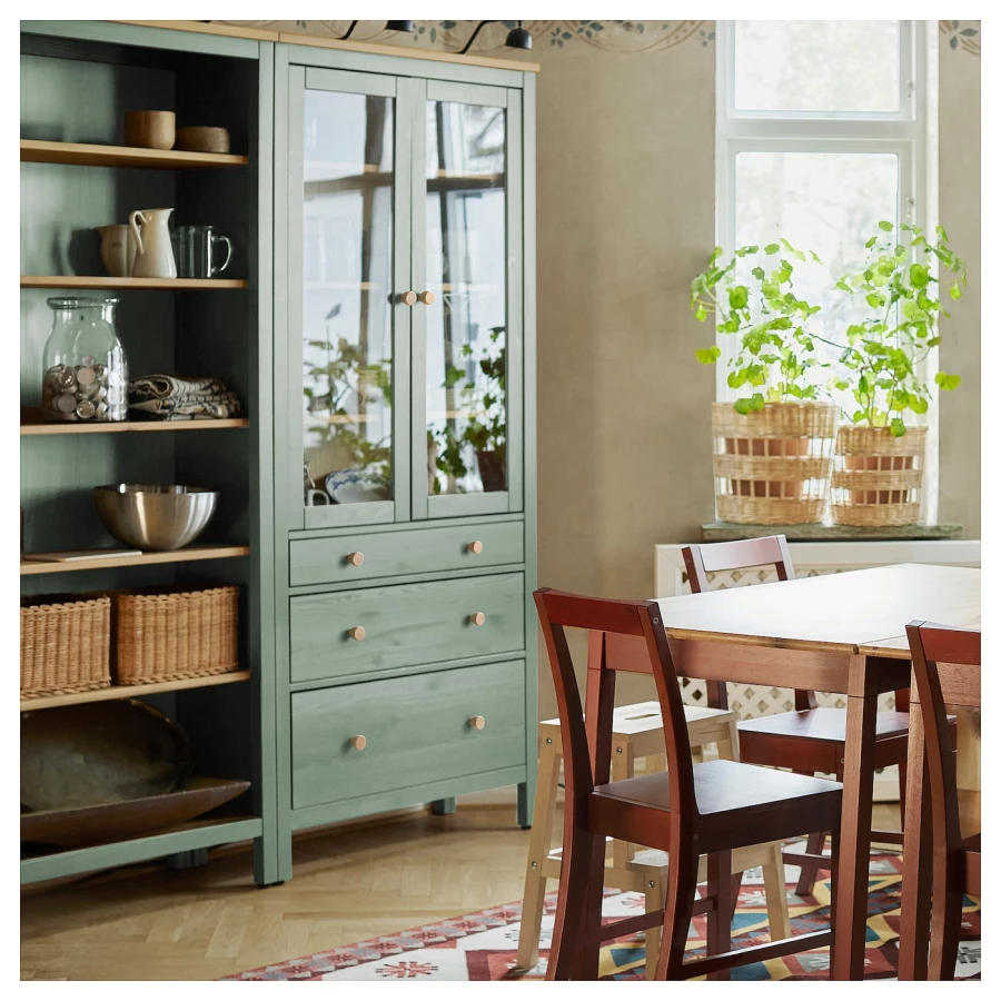 Комбинация для хранения - IKEA HEMNES/ ХЕМНЕС ИКЕА, 270x197 см, серо-зеленый/светло-коричневая морилка (изображение №5)
