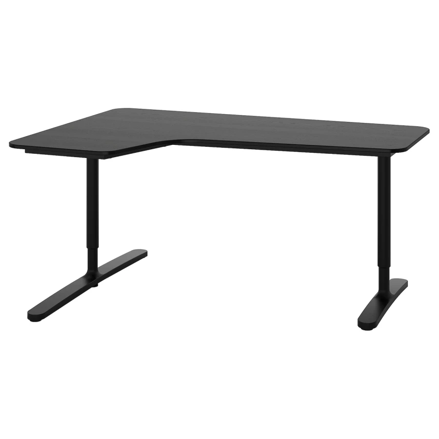 Письменный стол угловой левый - IKEA BEKANT, 160х110х65-85 см, черный, БЕКАНТ ИКЕА (изображение №1)