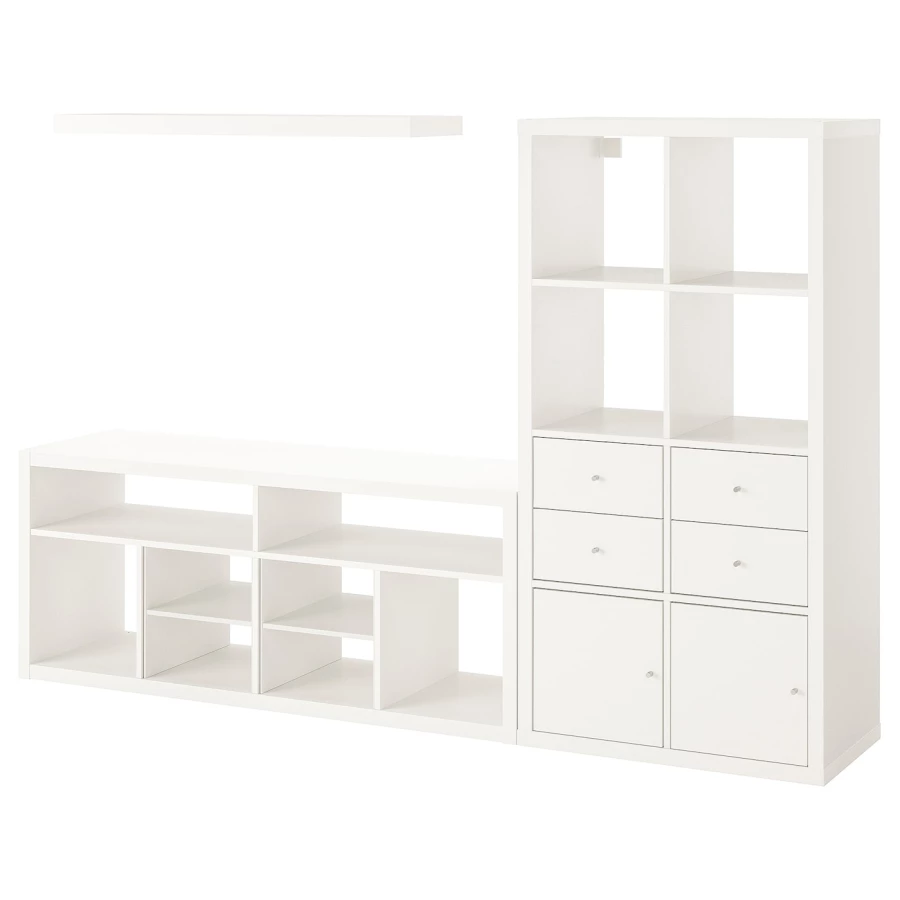 Комплект мебели д/гостиной  - IKEA KALLAX LACK, 147x39x224см, белый, КАЛЛАКС ЛАКК ИКЕА (изображение №1)