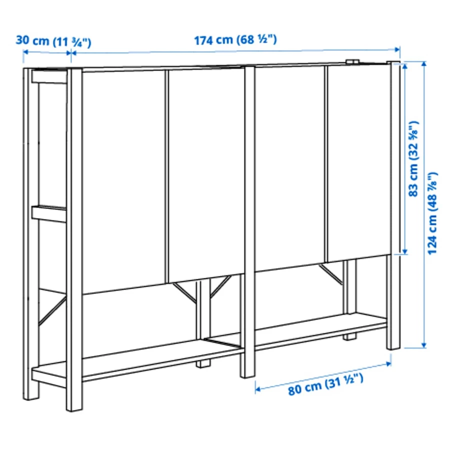 Шкаф - IVAR IKEA/ ИВАР ИКЕА, 174х124 см , под беленый дуб (изображение №4)