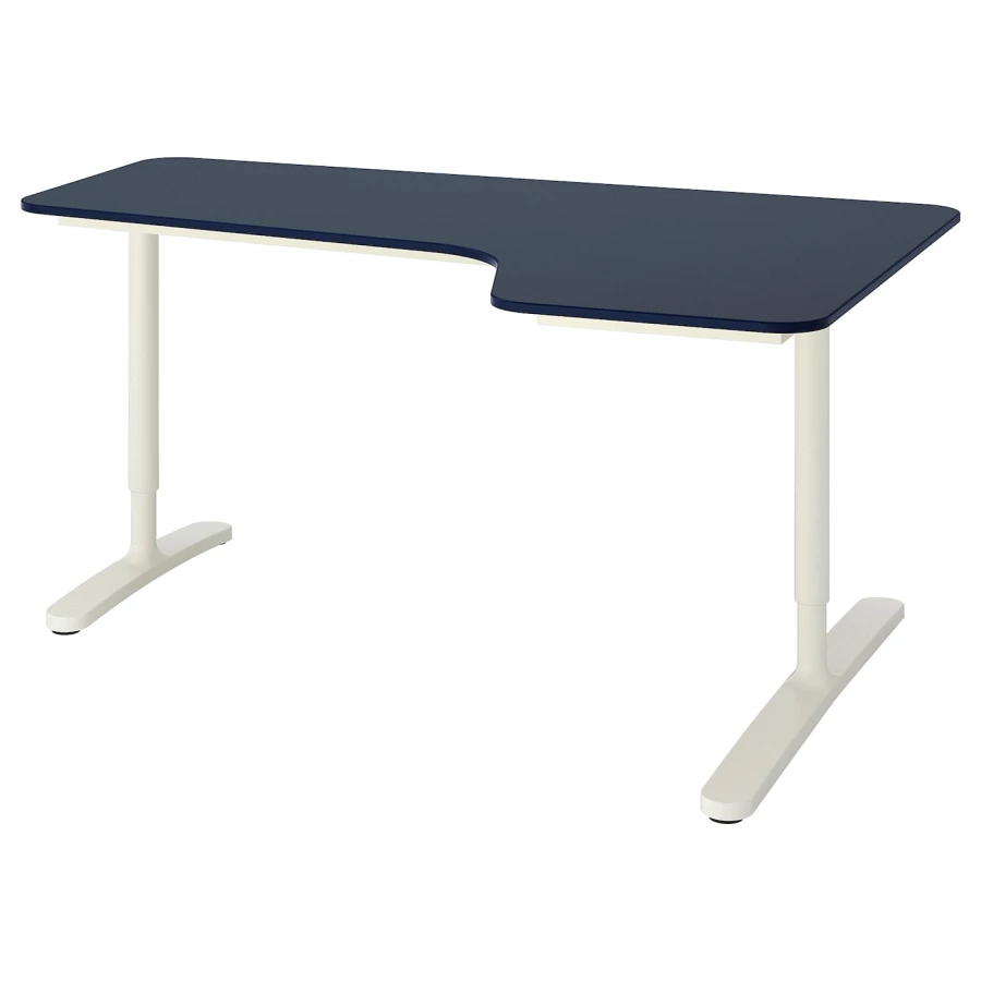 Письменный стол (правый угол) - IKEA BEKANT, 120х110х65-85 см, белый/синий, БЕКАНТ ИКЕА (изображение №1)