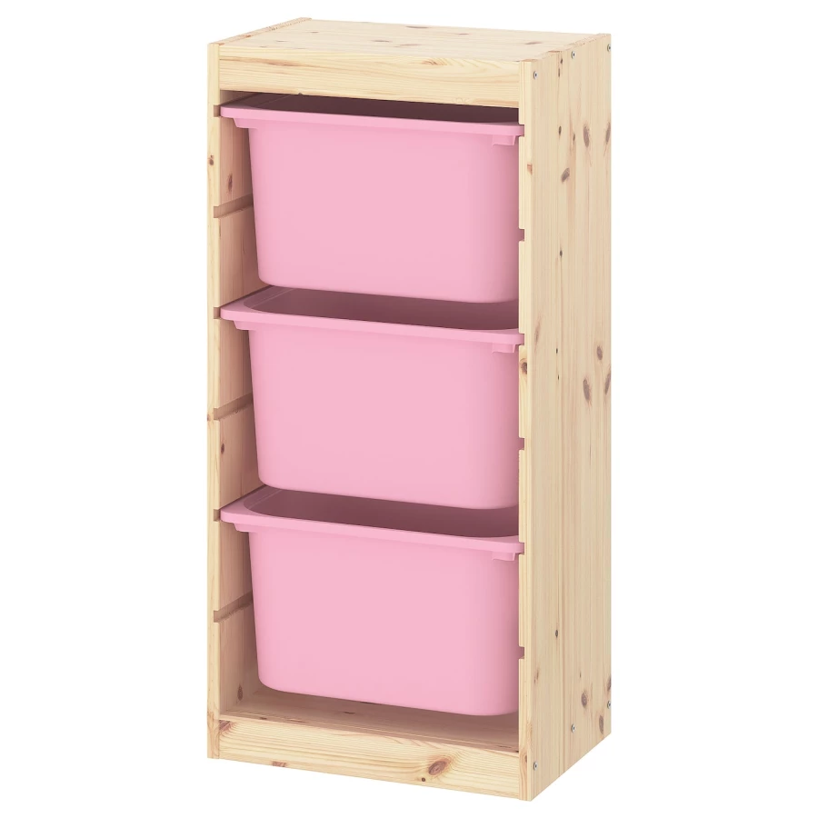 Стеллаж - IKEA TROFAST, 44х30х91 см, сосна/розовый, ТРУФАСТ ИКЕА (изображение №1)