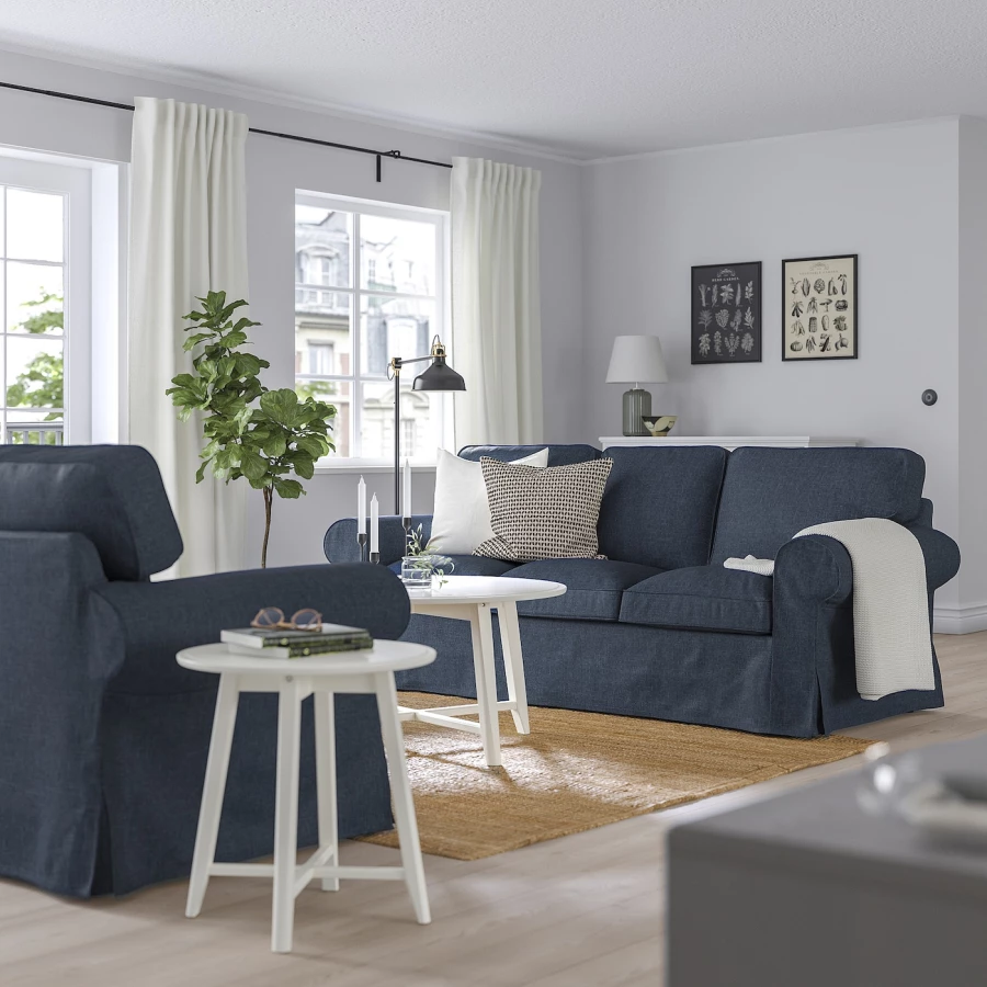 3-местный диван - IKEA EKTORP/ЭКТОРП ИКЕА, 88х88х218 см, темно-синий (изображение №2)