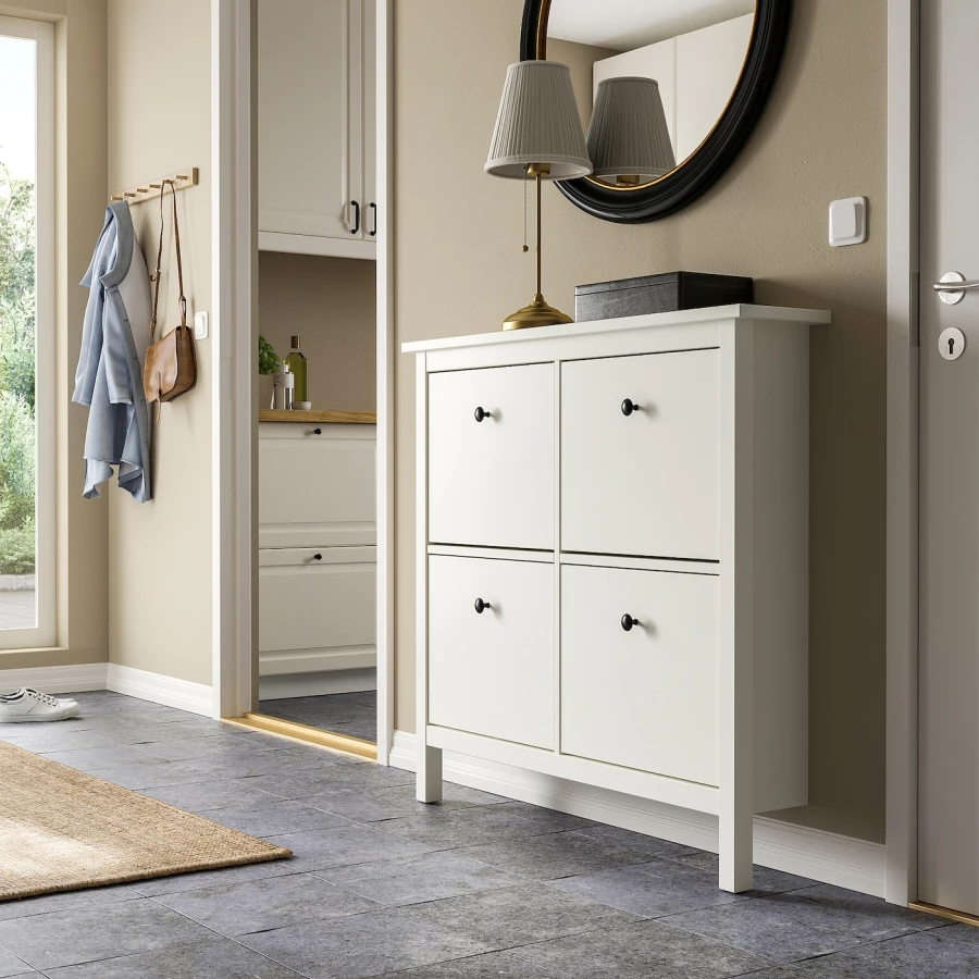 Обувной шкаф/хранение - IKEA HEMNES/ХЕМНЭС ИКЕА, 107x22x101 см, белый (изображение №2)