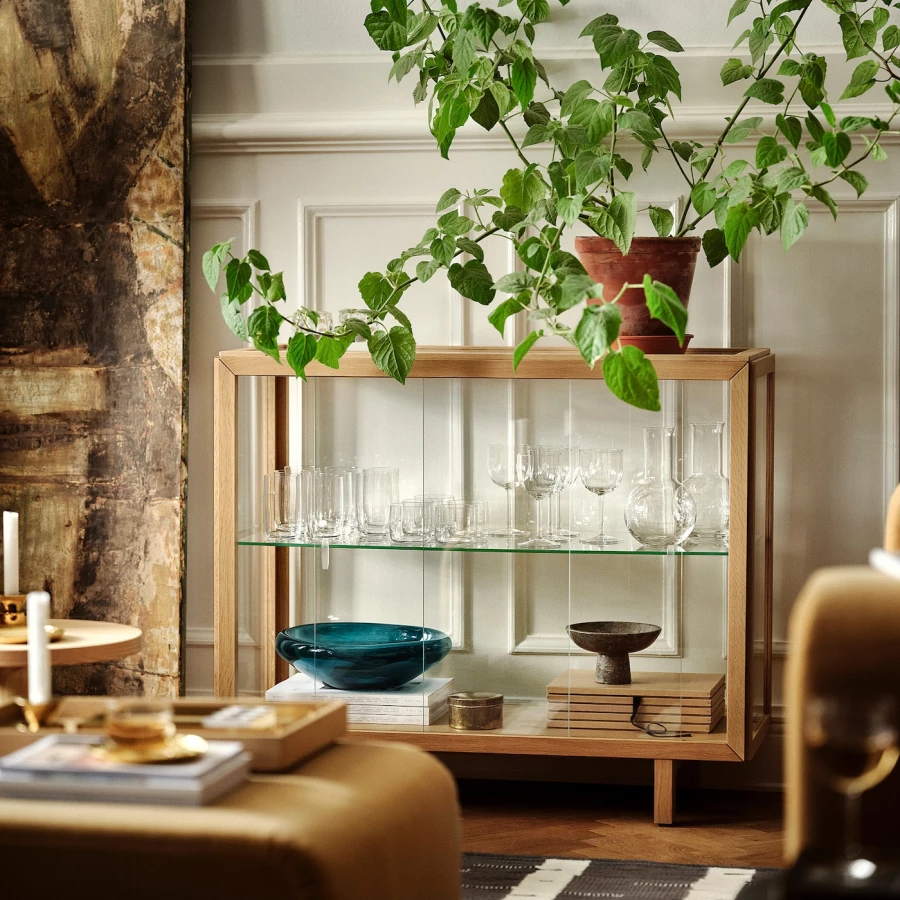 Витрина IKEA STOCKHOLM 2025/СТОКГОЛЬМ ИКЕА, 100x40x86 см, светло-коричневый (изображение №3)