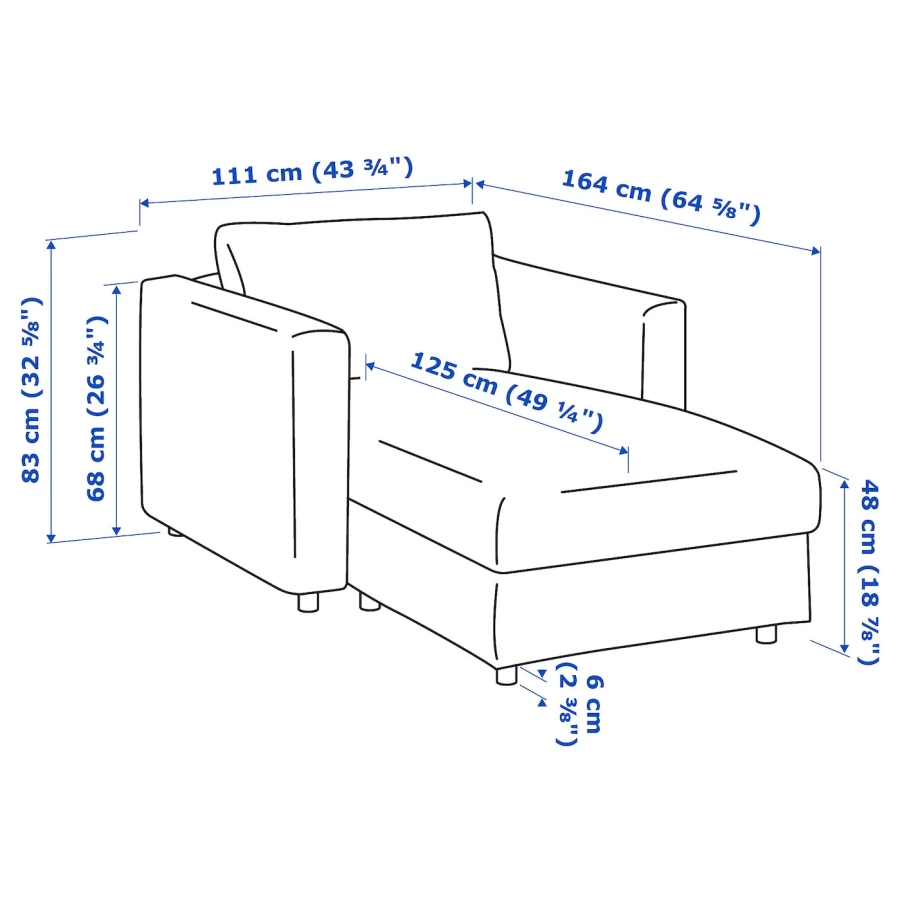 Кресло-кровать - IKEA VIMLE, 111х164х83 см, голубой, ВИМЛЕ ИКЕА (изображение №8)
