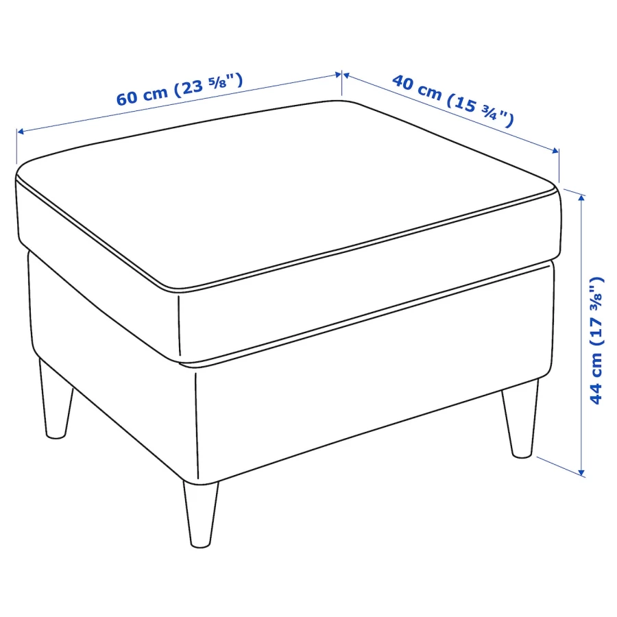 Пуф - IKEA STRANDMON, 60х40х44 см, черно-белый СТРАНДМОН ИКЕА (изображение №3)