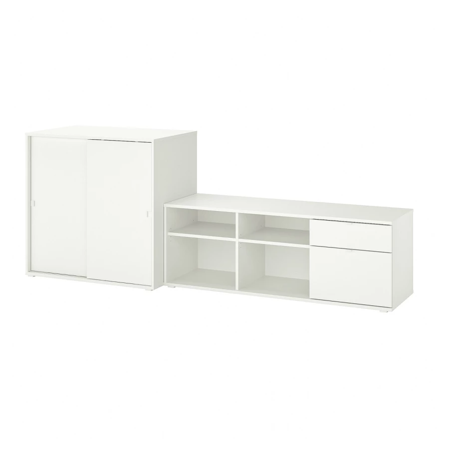 Шкаф для ТВ - IKEA VIHALS, 90x37x242cм, белый, ВИХАЛС ИКЕА (изображение №1)