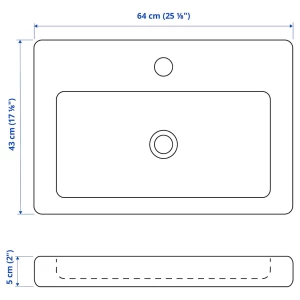 Второе фото. Раковина с сифоном - IKEA TVÄLLEN/TVALLEN, 64х43 см, белый, ТВЭЛЛЕН ИКЕА