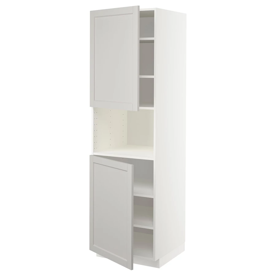 Кухонный шкаф-пенал - IKEA METOD/МЕТОД ИКЕА, 200х60х60 см, белый/серый (изображение №1)