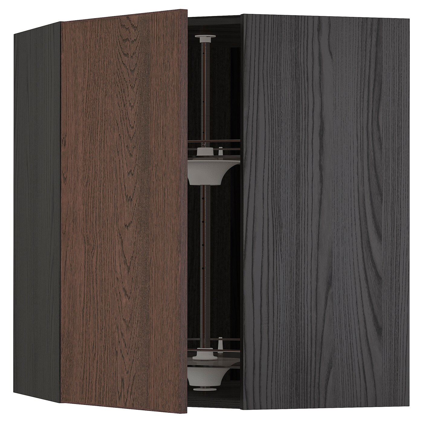 Шкаф навесной угловой с каруселью - METOD  IKEA/  МЕТОД ИКЕА, 80х68 см, черный/коричневый