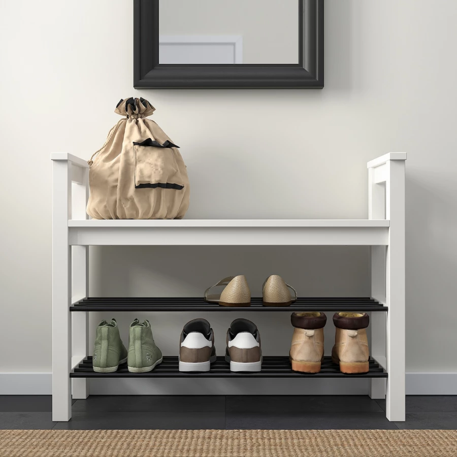 Скамья с полкой для обуви - IKEA HEMNES/ХЕМНЭС ИКЕА, 32x65x85 см, белый (изображение №8)
