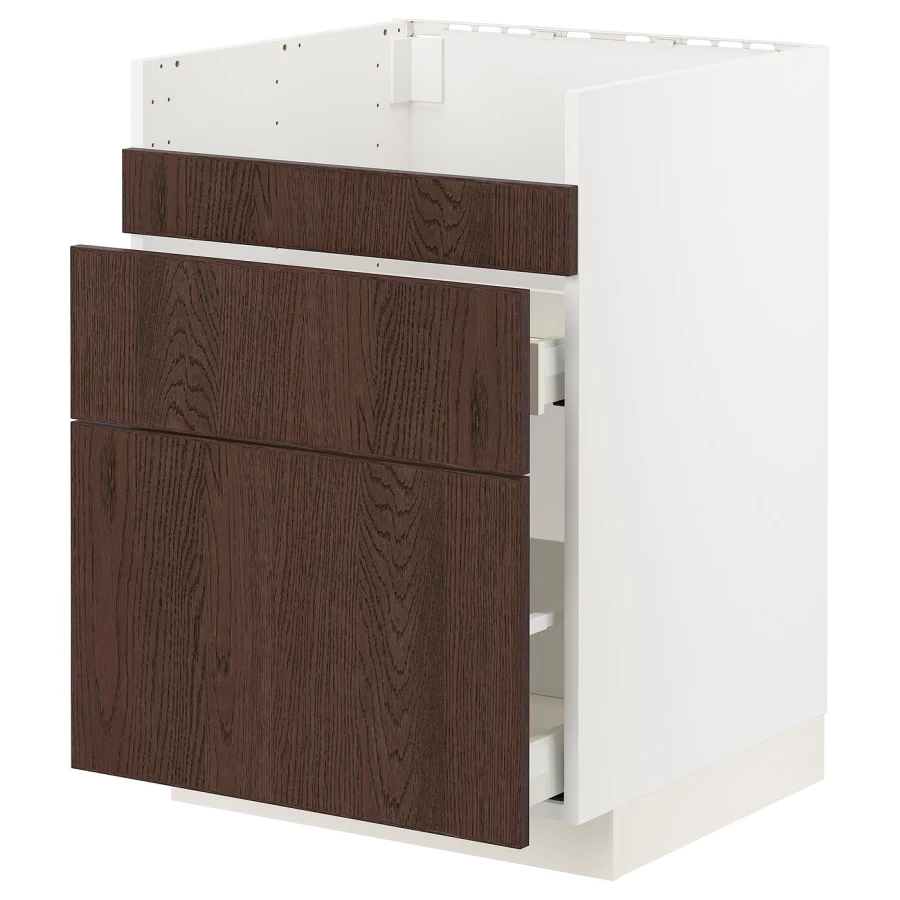 Шкаф под раковину/3 шт/2 шт - METOD / HAVSEN/MAXIMERA  IKEA/ МЕТОД/ХАВСЕН/МАКСИМЕРА ИКЕА, 88х60 см,  белый/коричневый (изображение №1)