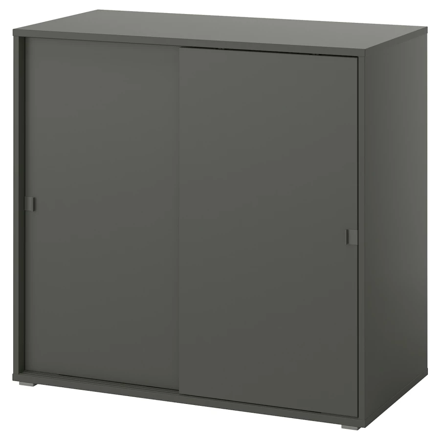 Шкаф с раздвижными дверцами - IKEA VIHALS/ВИХАЛС ИКЕА, 95х47х90 см, темно-серый (изображение №1)