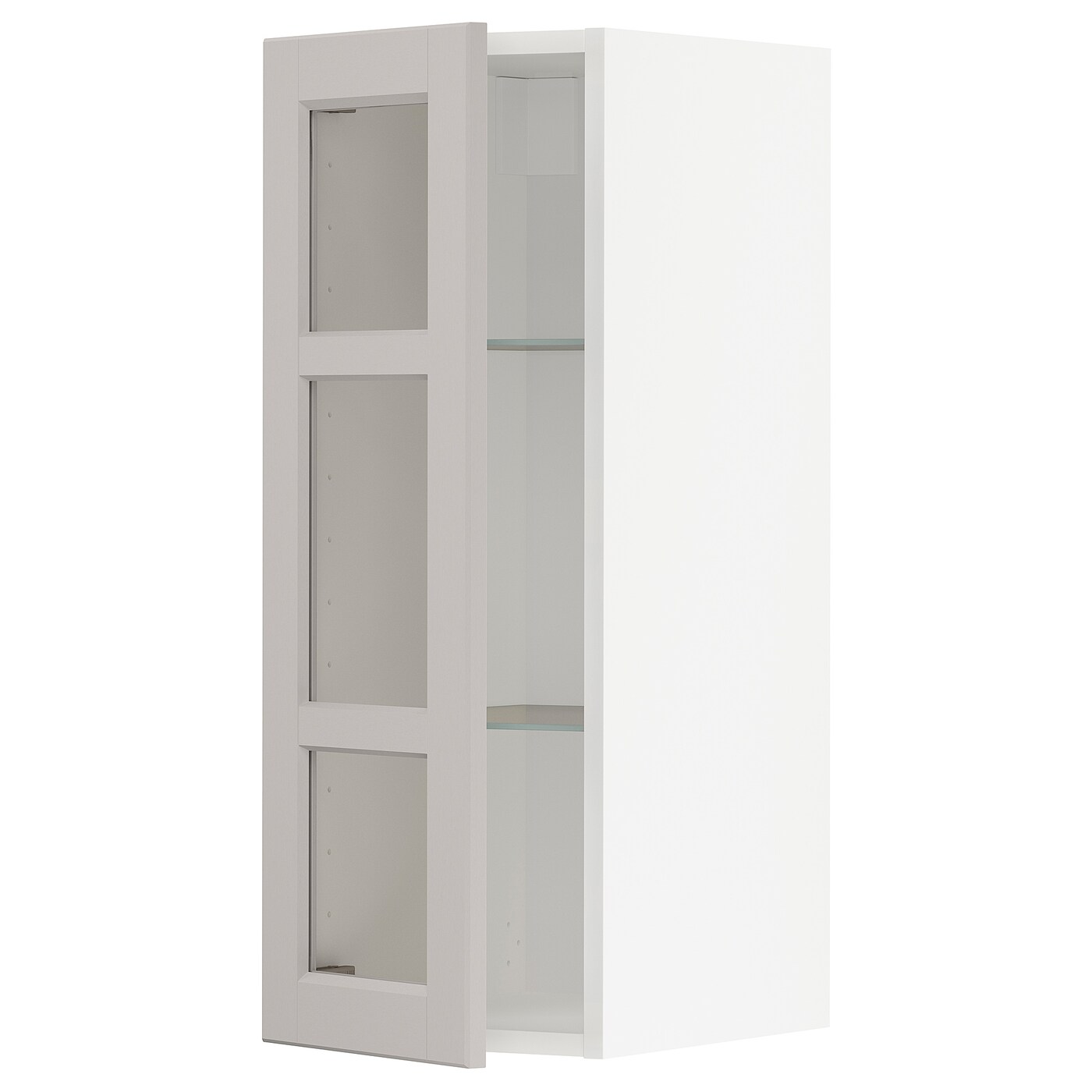 Шкаф со стеклянными дверцами  - METOD  IKEA/  МЕТОД ИКЕА, 80х30 см, белый/светло-серый