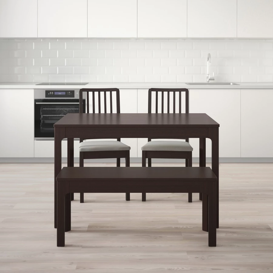 Стол и 2 скамейки - EKEDALEN / EKEDALEN IKEA/ ЭКЕДАЛЕН ИКЕА, 180/120 см, коричневый (изображение №2)