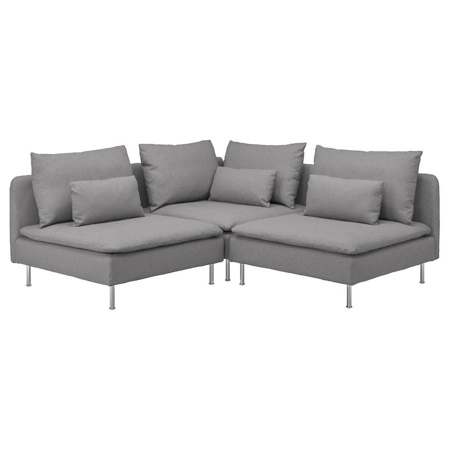 3-местный диван - IKEA SÖDERHAMN/SODERHAMN, 99x192см, серый, СЕДЕРХАМН ИКЕА (изображение №1)
