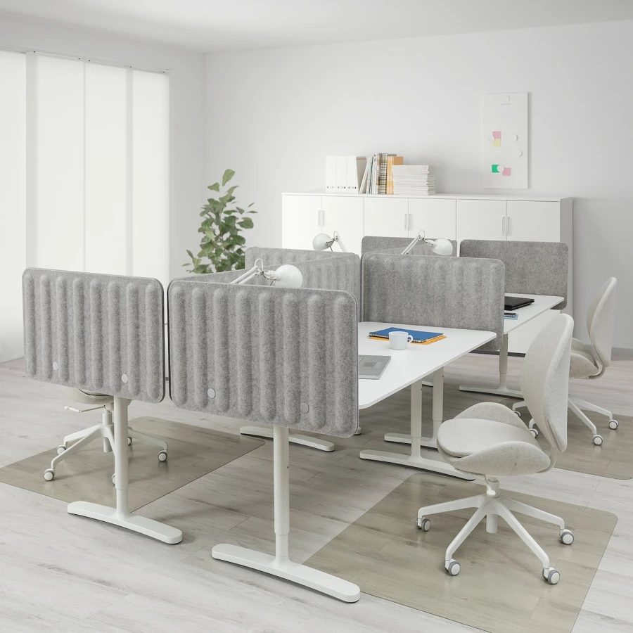 Письменный стол с экраном - IKEA BEKANT, 320х160х48 , серый/белый, БЕКАНТ ИКЕА (изображение №2)