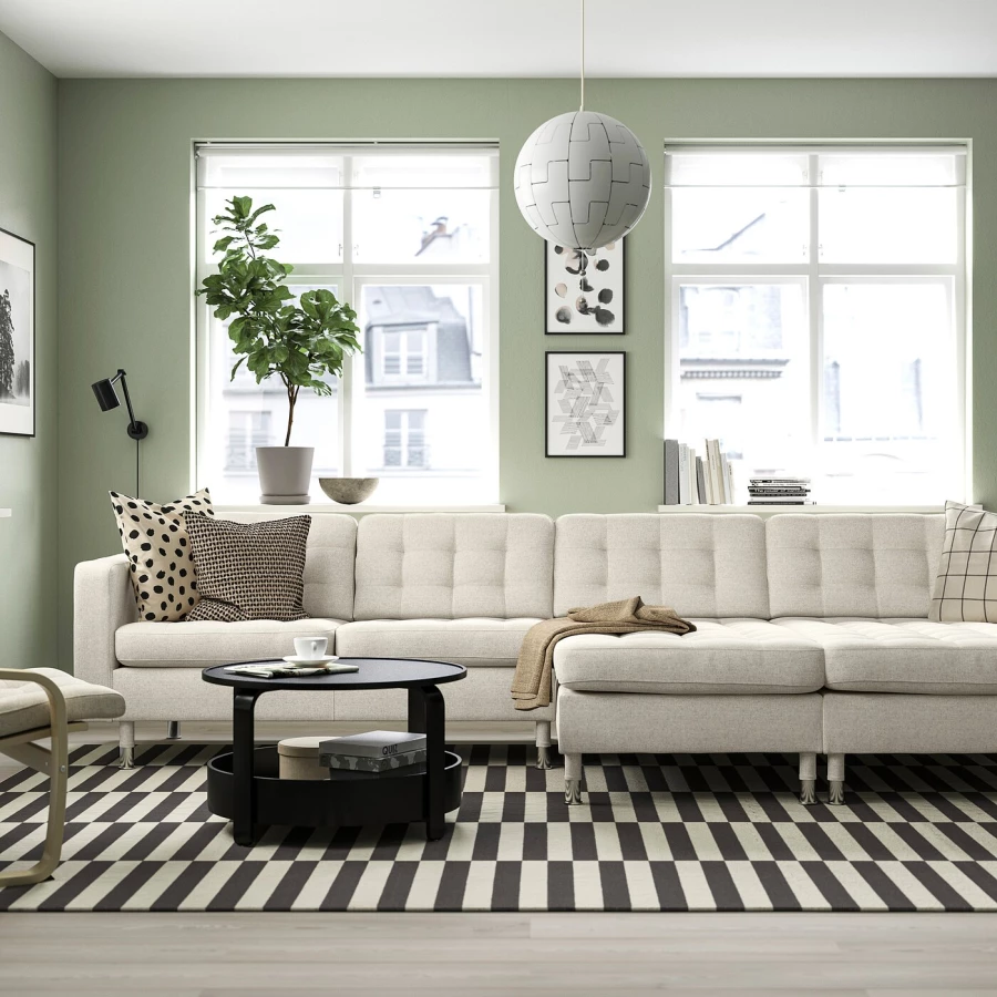 4-местный диван с шезлонгом - IKEA LANDSKRONA, 78x320см, бежевый, ЛАНДСКРУНА ИКЕА (изображение №2)
