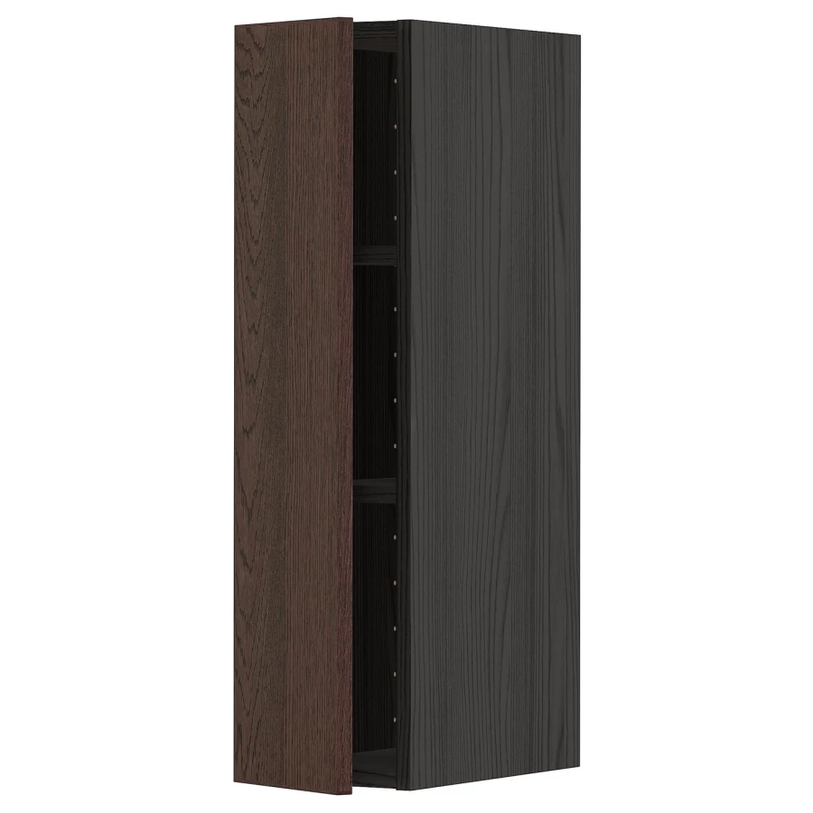 Навесной шкаф с полкой - METOD IKEA/ МЕТОД ИКЕА, 80х20 см, черный/коричневый (изображение №1)