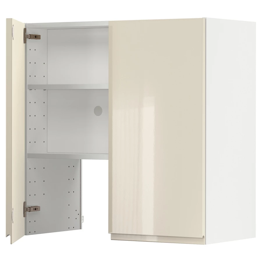 Навесной шкаф с полкой - METOD IKEA/ МЕТОД ИКЕА, 80х80 см, белый/бежевый (изображение №1)