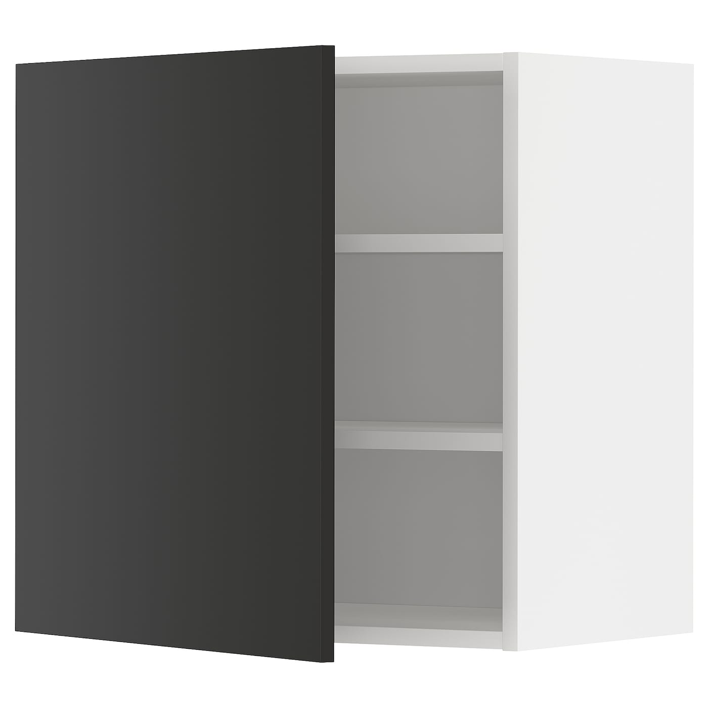 Навесной шкаф с полкой - METOD IKEA/ МЕТОД ИКЕА, 60х60 см, черный/белый