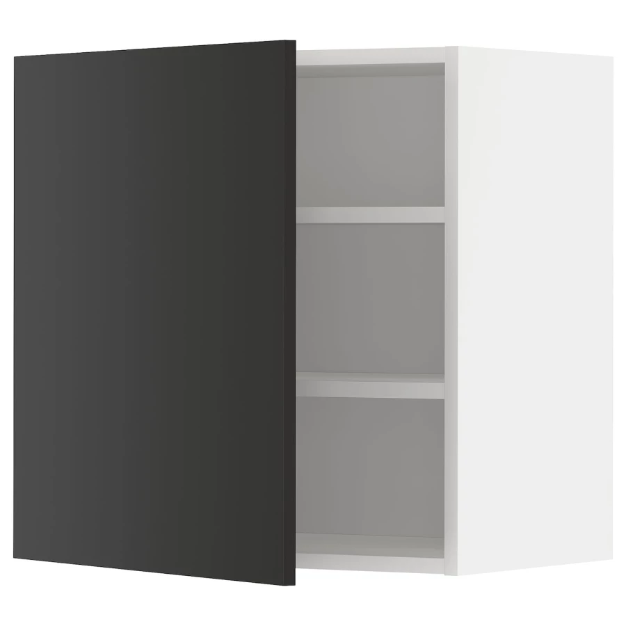 Навесной шкаф с полкой - METOD IKEA/ МЕТОД ИКЕА, 60х60 см, черный/белый (изображение №1)