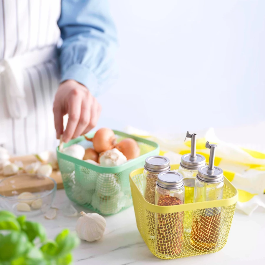 Корзина для продуктов IKEA 365+/ ИКЕА  365+, 14х14х10 см, желтый/зеленый (изображение №3)