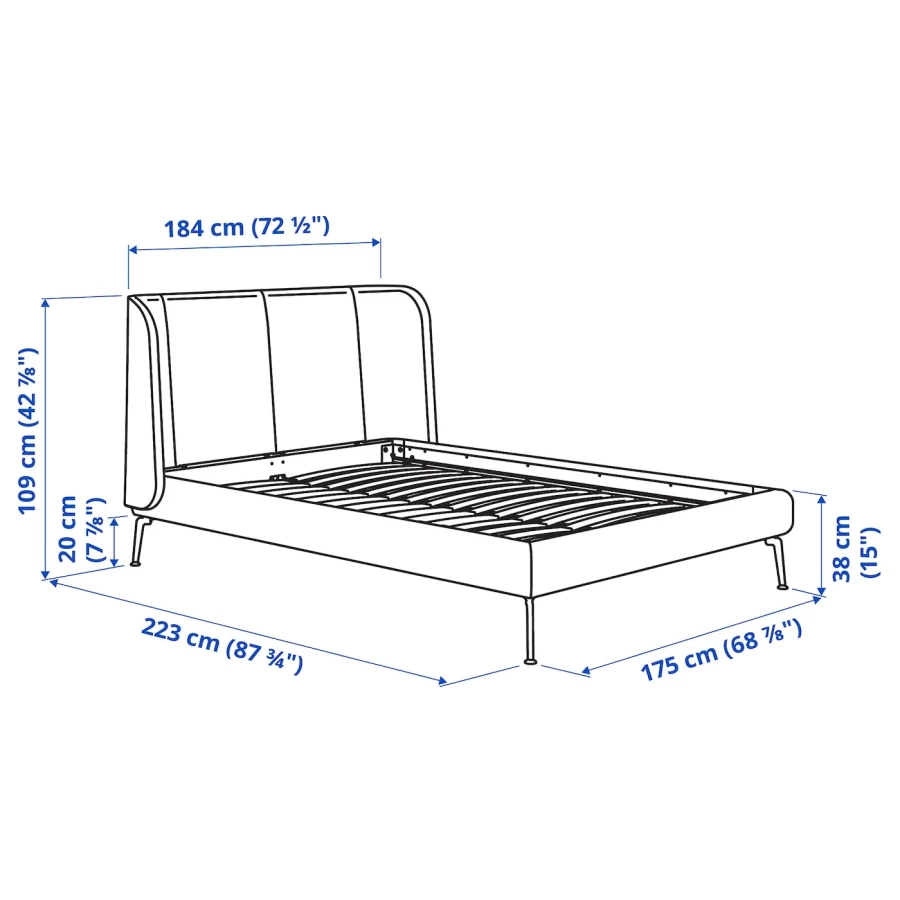 Двуспальная кровать - IKEA TUFJORD, 200х160 см, синий, ТУФЙОРД ИКЕА (изображение №10)