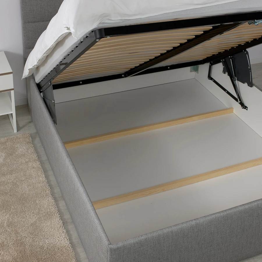 Основание двуспальной кровати - IKEA SKARVLO, 200х140 см, серый, СКАРВЛО ИКЕА (изображение №3)