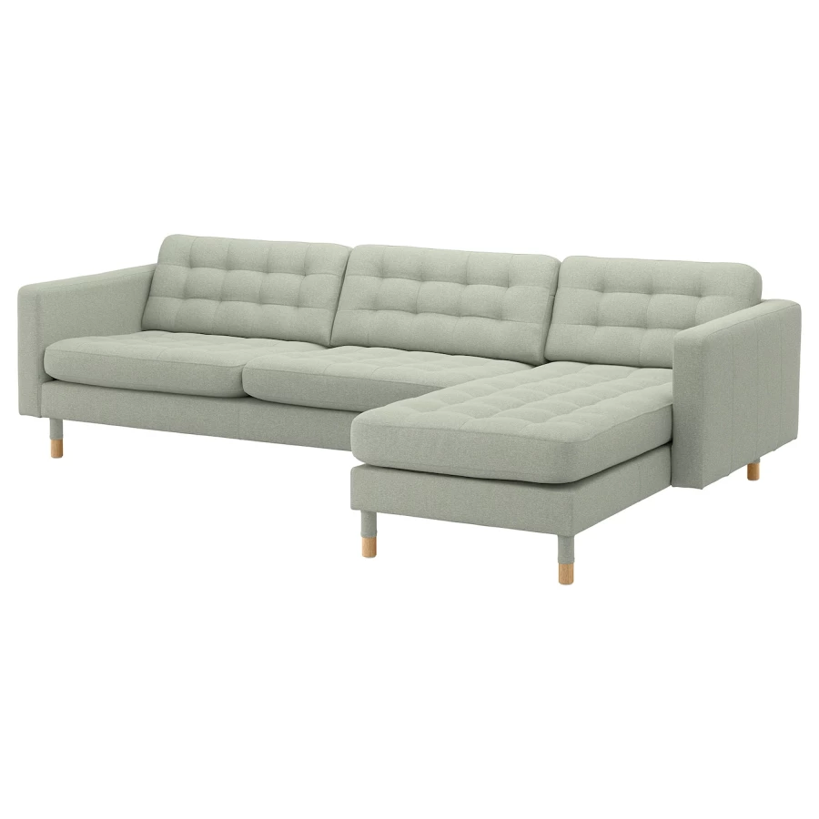 4-местный диван с шезлонгом - IKEA LANDSKRONA, 89x280см, светло-серый, ЛАНДСКРУНА ИКЕА (изображение №1)