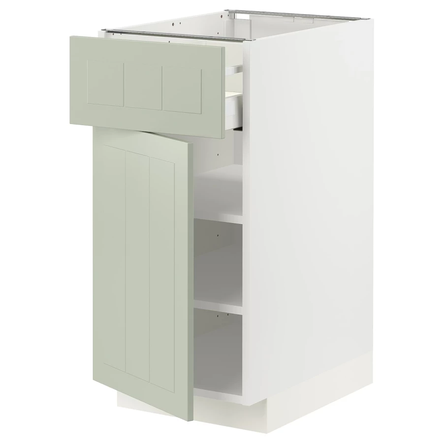 Напольный кухонный шкаф  - IKEA METOD MAXIMERA, 88x62x40см, белый/светло-зеленый, МЕТОД МАКСИМЕРА ИКЕА (изображение №1)