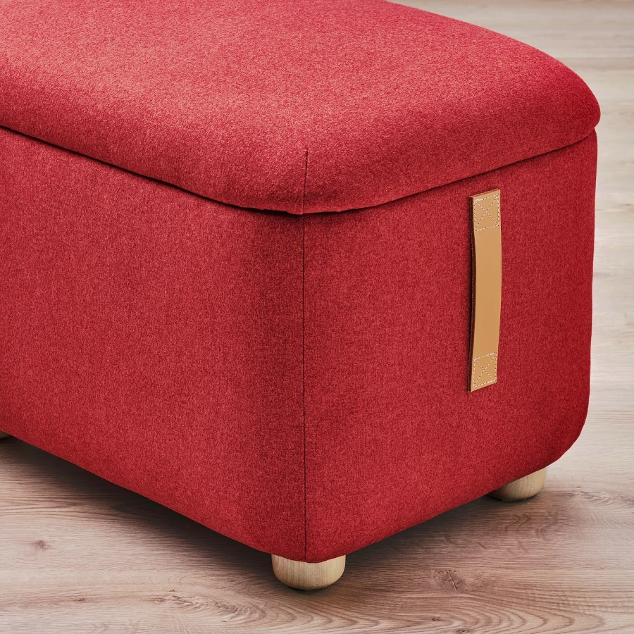 Кресло с подлокотником и пуф - IKEA OSKARSHAMN, 82х96х101 см, красный, ОСКАРСХАМН ИКЕА (изображение №8)