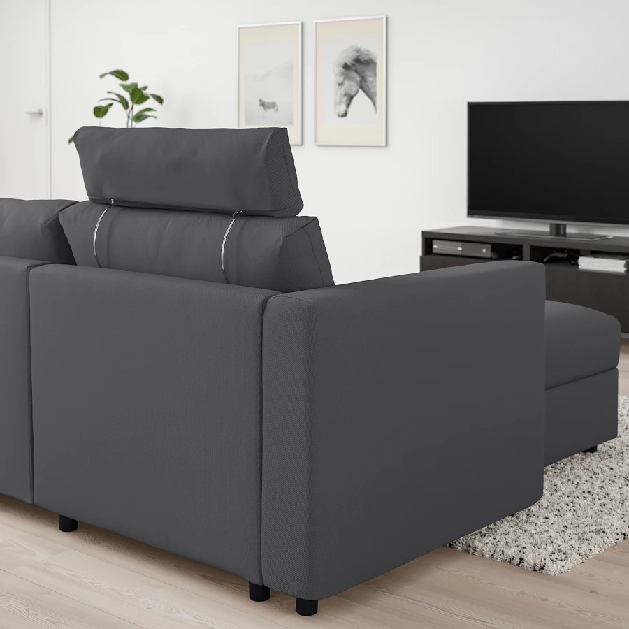 Подголовник для дивана - VIMLE IKEA /ВИМЛЕ ИКЕА, 70х20 см, серый (изображение №3)