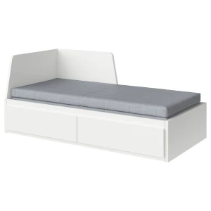 Кушетка с 2 ящиками, 2 матраса - IKEA FLEKKE/ÅGOTNES/AGOTNES, 200х80 см, белый, ФЛЕККЕ/ОГОТНЕС ИКЕА