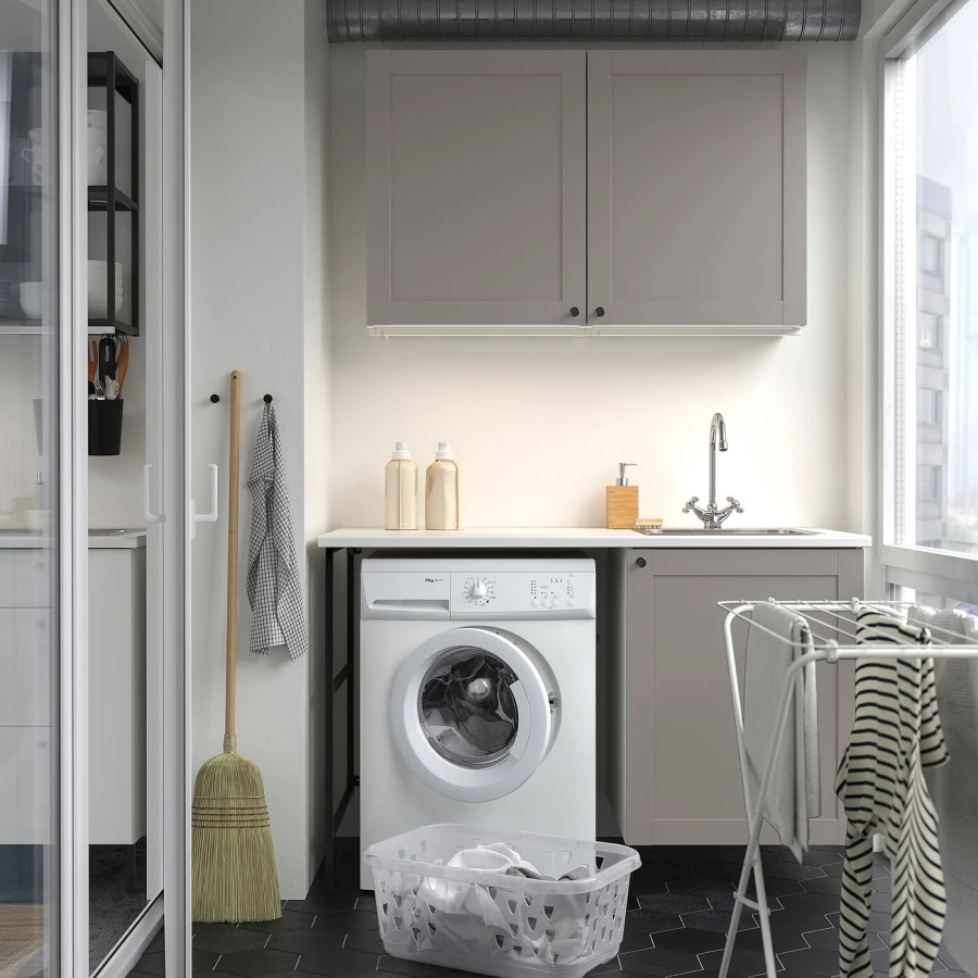 Комбинация для ванной - IKEA ENHET,  139x63.5x87.5 см, серый/антрацит, ЭНХЕТ ИКЕА (изображение №5)