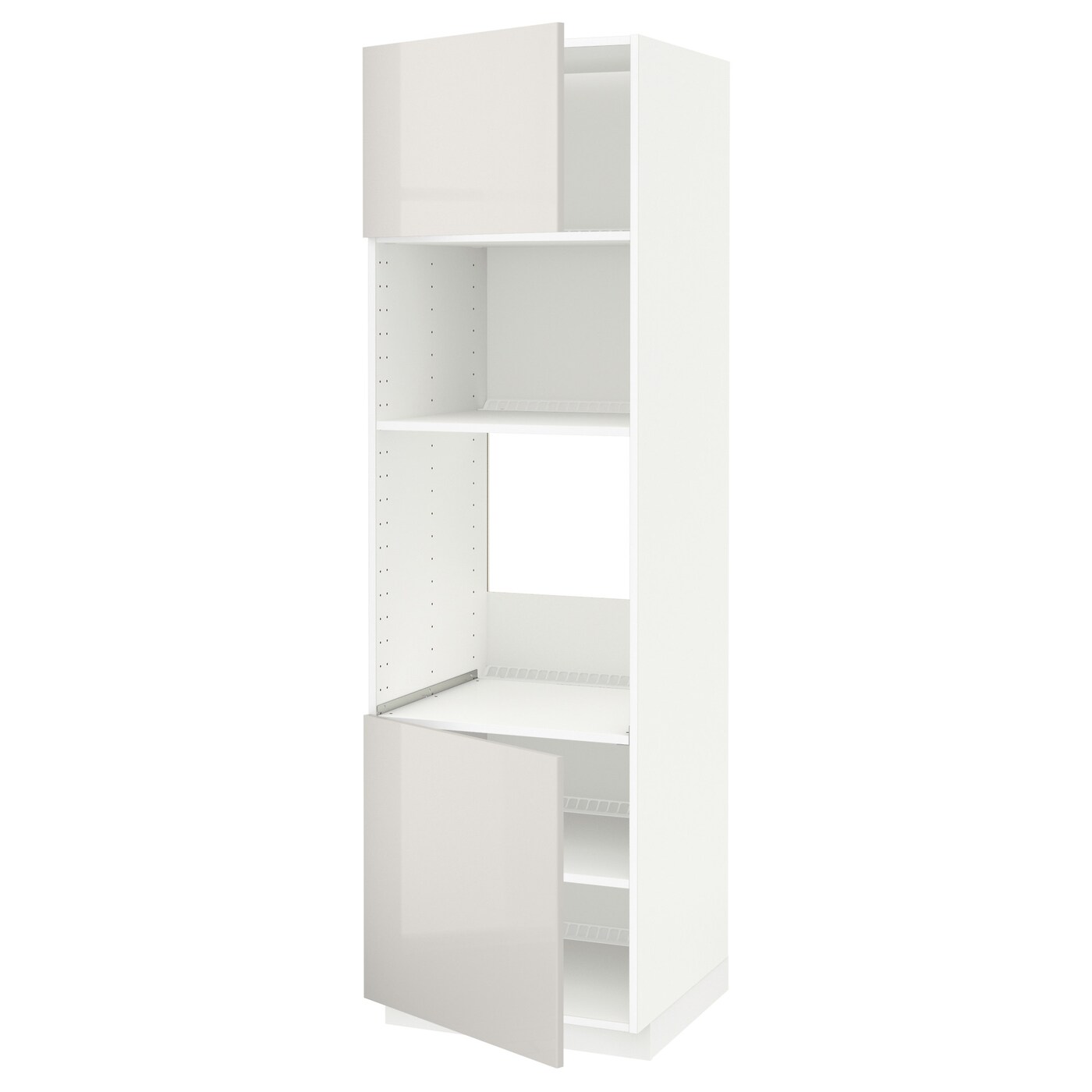 Кухонный шкаф-пенал - IKEA METOD/МЕТОД ИКЕА, 200х60х60 см, белый/светло-серый глянцевый
