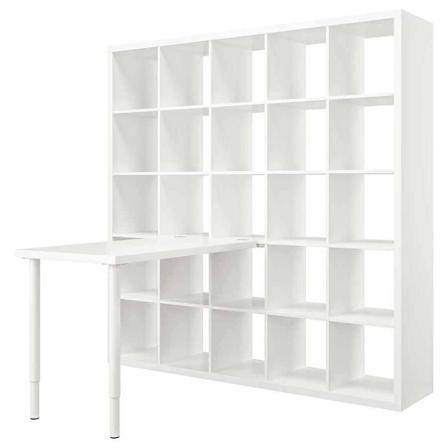 Письменный стол и стеллаж - IKEA KALLAX/LINNMON/КАЛЛАКС/ЛИННМОН ИКЕА, 100х60 см, 182х39х182 см, белый (изображение №1)