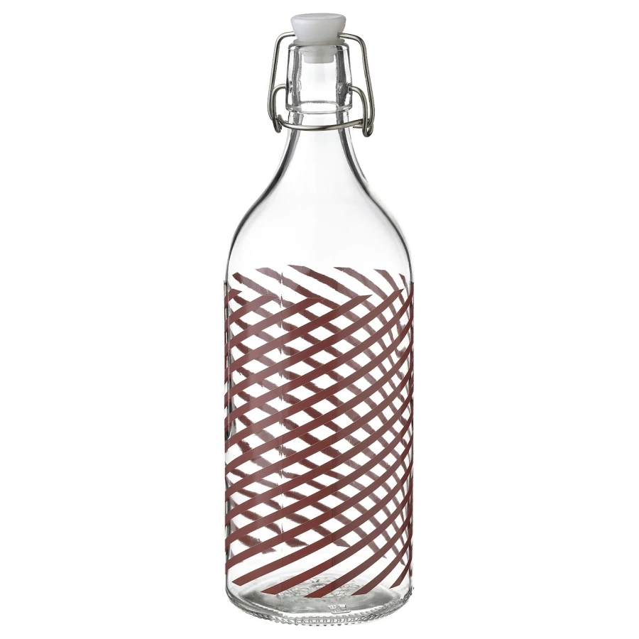 Бутылка с крышкой - IKEA KORKEN, 1 л, стекло/розовый, КОРКЕН ИКЕА (изображение №1)